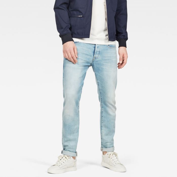 G-Star Raw Jeans - G-Star 3301 Slim Farmer Nadrág Kék Fehér Magyarország | OZHSDDL