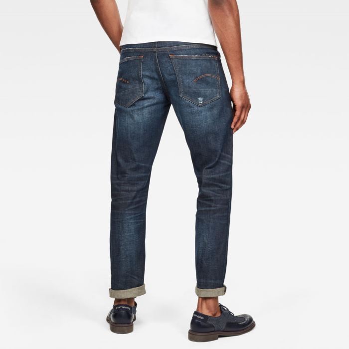 G-Star Raw Jeans - G-Star 3301 Straight Farmer Nadrág Sötétkék Fehér Magyarország | FHXO3YK