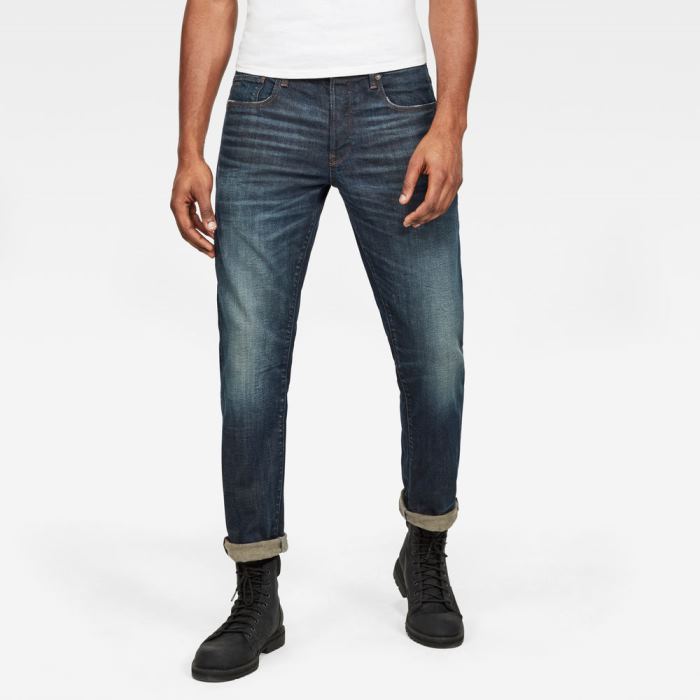 G-Star Raw Jeans - G-Star 3301 Straight Tapered Farmer Nadrág Sötétkék Fehér Magyarország | CTTLDF8