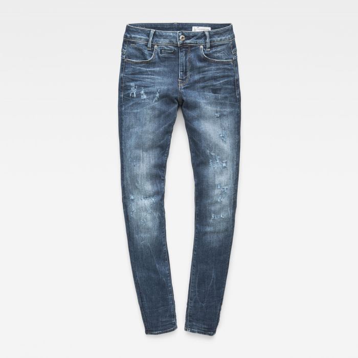 G-Star Raw Jeans - G-Star D-staq Mid-waist Skinny Farmer Nadrág Kék Magyarország | U4EXK7I