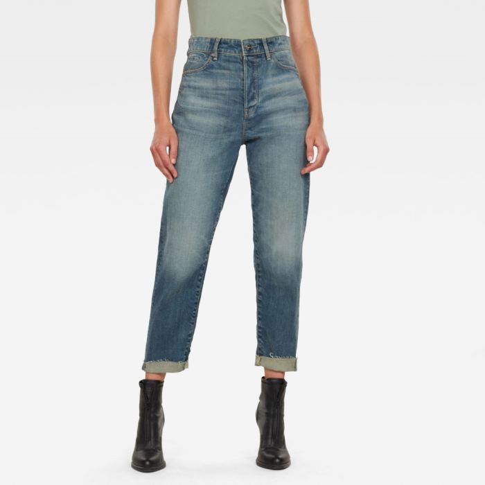 G-Star Raw Jeans - G-Star Janeh Ultra High Mom Ripped Edge Ankle Farmer Nadrág Kék Magyarország | L3HMI9U