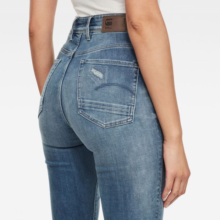 G-Star Raw Jeans - G-Star Kafey Ultra High Skinny Ripped Edge Ankle Farmer Nadrág Kék Fehér Magyarország | TWP9KO1