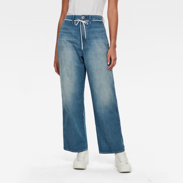 G-Star Raw Jeans - G-Star Lintell High Dad Farmer Nadrág Kék Fehér Magyarország | KTIZJOC