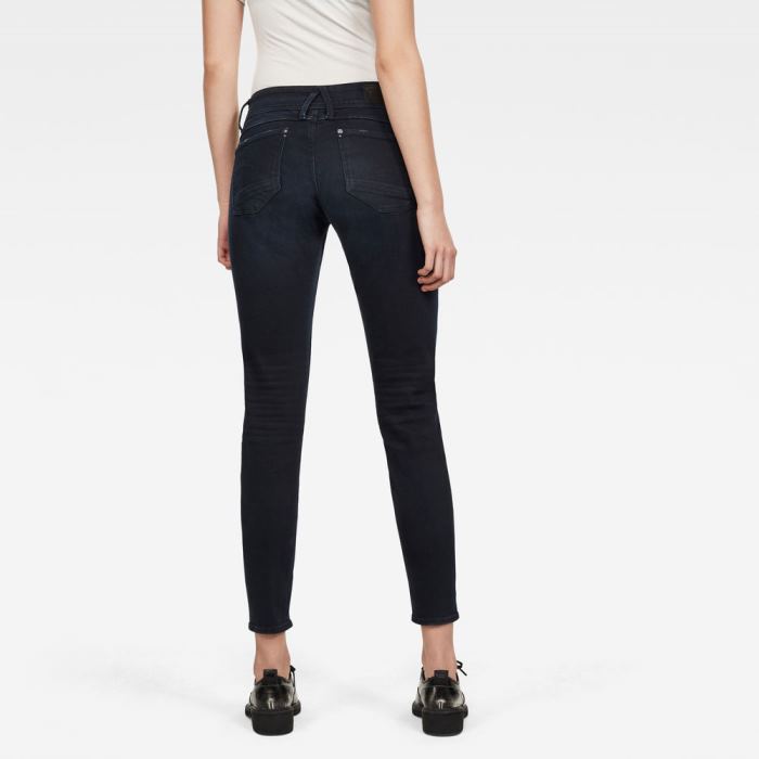 G-Star Raw Jeans - G-Star Lynn 2-zip Mid Skinny Ankle Farmer Nadrág Sötétkék Magyarország | T6ZY06J