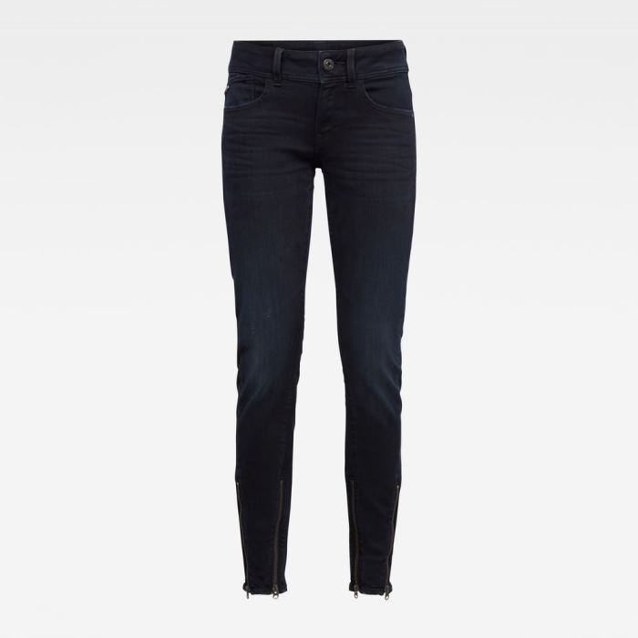 G-Star Raw Jeans - G-Star Lynn 2-zip Mid Skinny Ankle Farmer Nadrág Sötétkék Magyarország | T6ZY06J