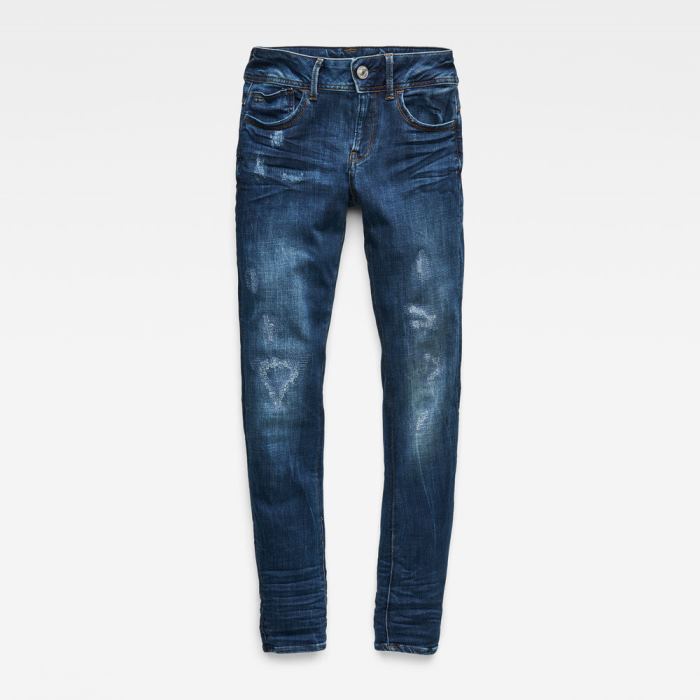 G-Star Raw Jeans - G-Star Lynn D-mid-waist Super Skinny Farmer Nadrág Sötétkék Magyarország | QALHTCB