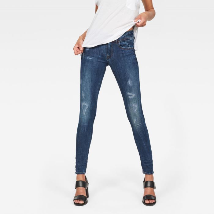 G-Star Raw Jeans - G-Star Lynn D-mid-waist Super Skinny Farmer Nadrág Sötétkék Magyarország | QALHTCB