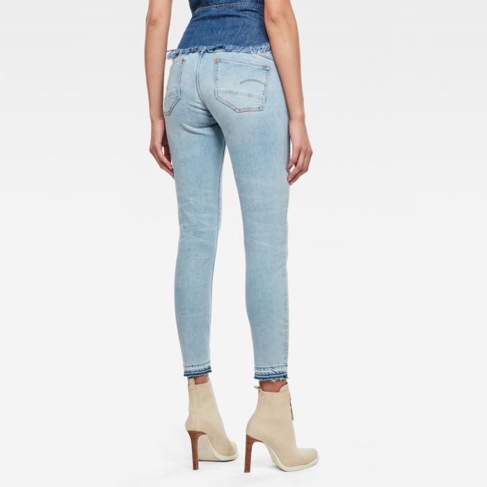 G-Star Raw Jeans - G-Star Lynn Mid Skinny Ripped Edge Ankle Farmer Nadrág Kék Magyarország | HSRR0YF