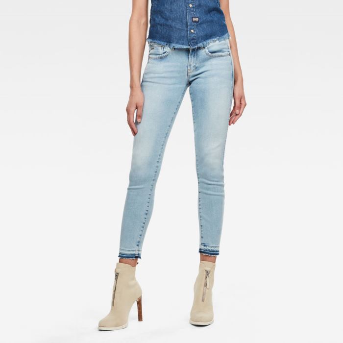 G-Star Raw Jeans - G-Star Lynn Mid Skinny Ripped Edge Ankle Farmer Nadrág Kék Magyarország | HSRR0YF