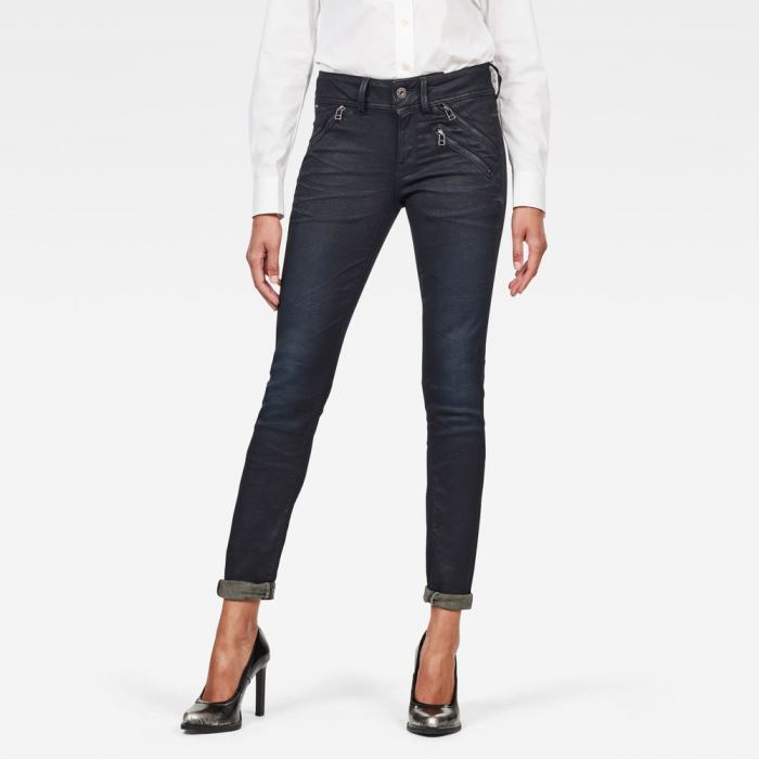 G-Star Raw Jeans - G-Star Lynn Motoros Mid Skinny Farmer Nadrág Sötétkék Magyarország | MG9M2FO