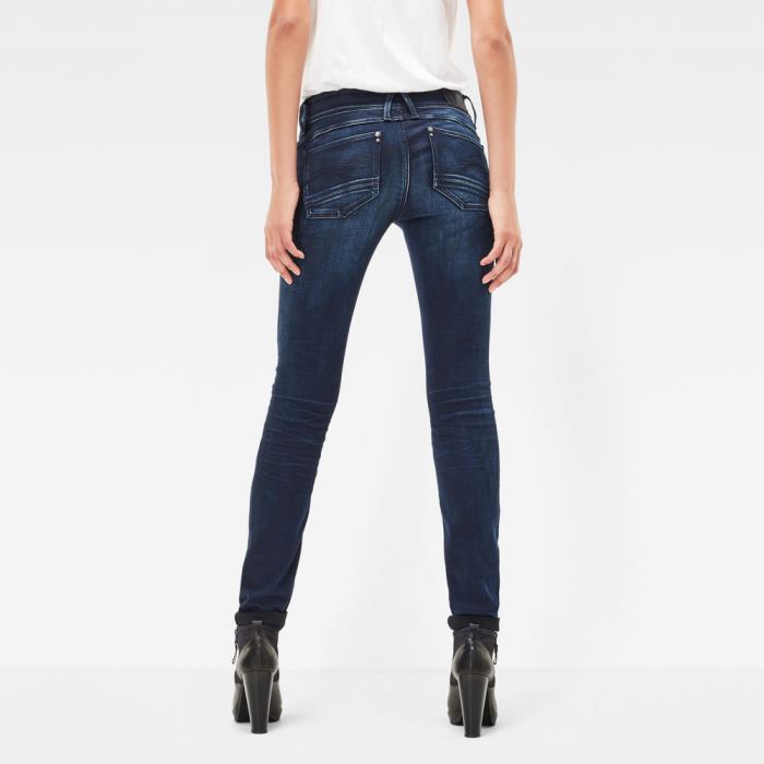 G-Star Raw Jeans - G-Star Lynn Zip Mid Derekú Skinny Farmer Nadrág Obszidián Magyarország | QA2H81J