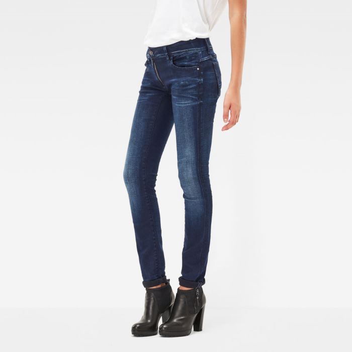 G-Star Raw Jeans - G-Star Lynn Zip Mid Derekú Skinny Farmer Nadrág Obszidián Magyarország | QA2H81J