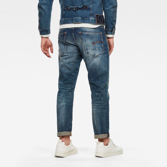 G-Star Raw Jeans - G-Star Max Radar Straight Tapered Farmer Nadrág Kék Fehér Magyarország | M25LNHV