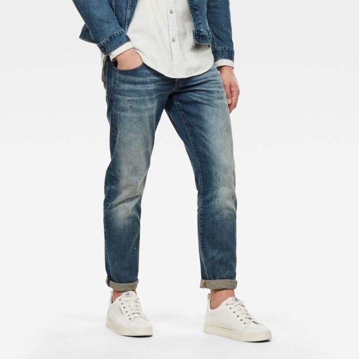 G-Star Raw Jeans - G-Star Max Radar Straight Tapered Farmer Nadrág Kék Fehér Magyarország | M25LNHV