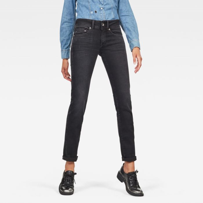 G-Star Raw Jeans - G-Star Midge Mid Straight Farmer Nadrág Szürke Magyarország | U2ATTVO