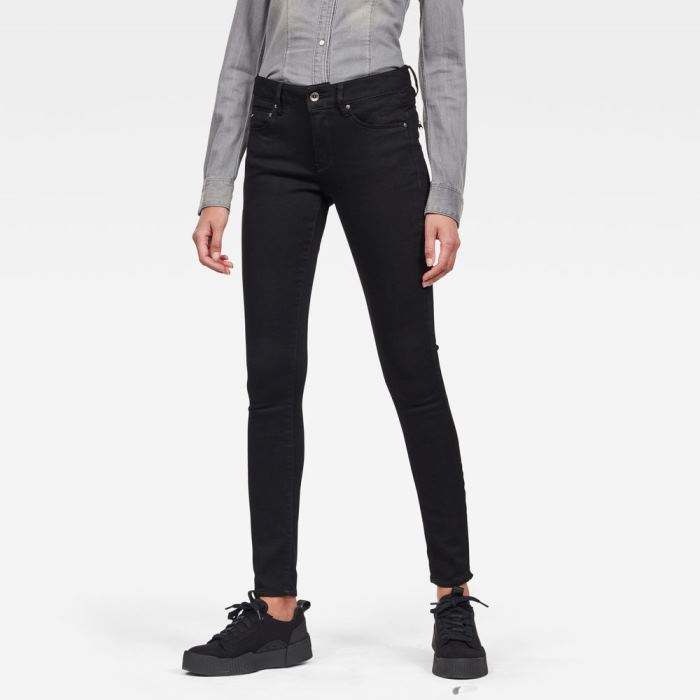 G-Star Raw Jeans - G-Star Midge Zip Mid Skinny Farmer Nadrág Fekete Magyarország | RKY7TGH