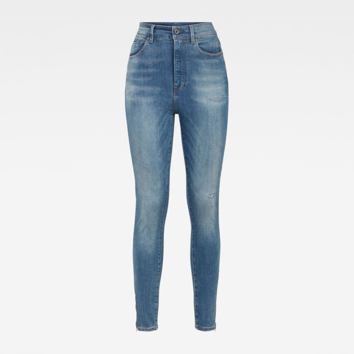 G-Star Raw Jeans - G-Star Shape High Super Skinny Ankle Farmer Nadrág Kék Fehér Magyarország | VFS49P8