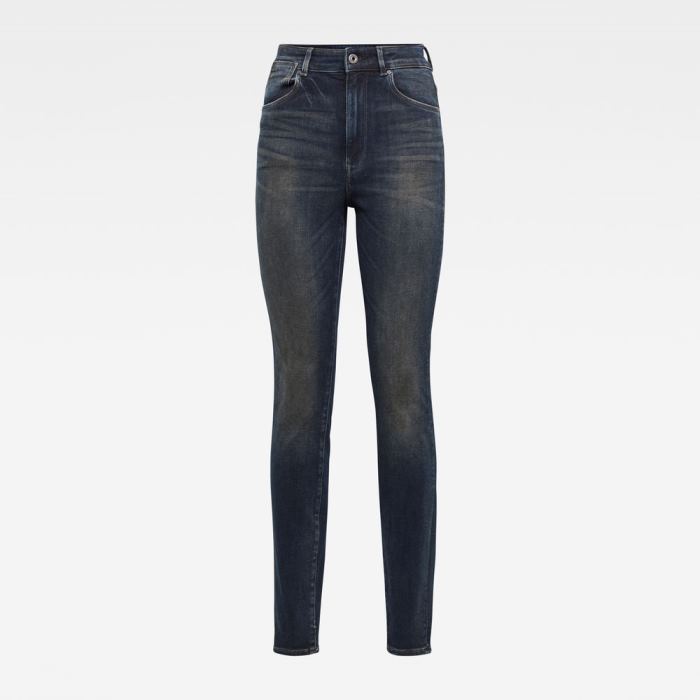 G-Star Raw Jeans - G-Star Stringfield Ultra High Skinny Farmer Nadrág Sötétkék Fehér Magyarország | 908XRR0