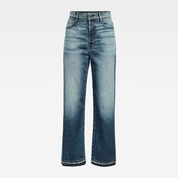 G-Star Raw Jeans - G-Star Tedie Ultra High Straight Ripped Edge Ankle C Farmer Nadrág Kék Magyarország | E8LLYYV