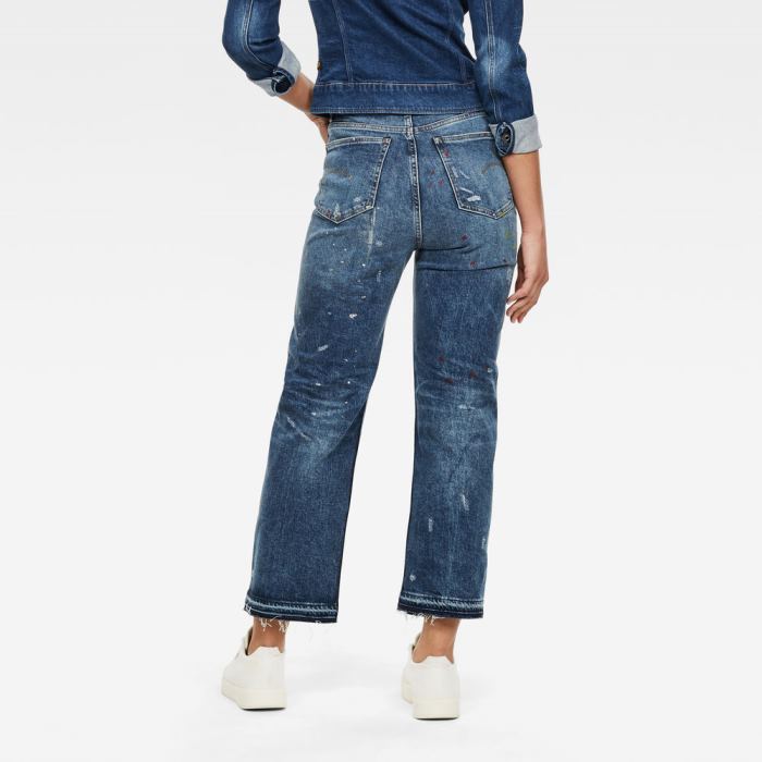 G-Star Raw Jeans - G-Star Tedie Ultra High Straight Ripped Edge Ankle Farmer Nadrág Kék Magyarország | P11U5MW