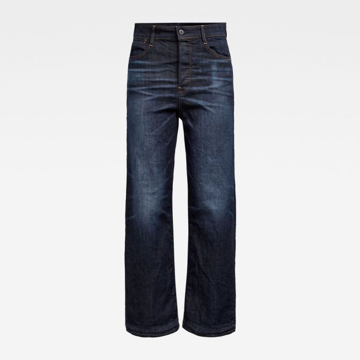 G-Star Raw Jeans - G-Star Tedie Ultra High Straight Ripped Edge Ankle C Farmer Nadrág Sötétkék Magyarország | Y7ATCSO