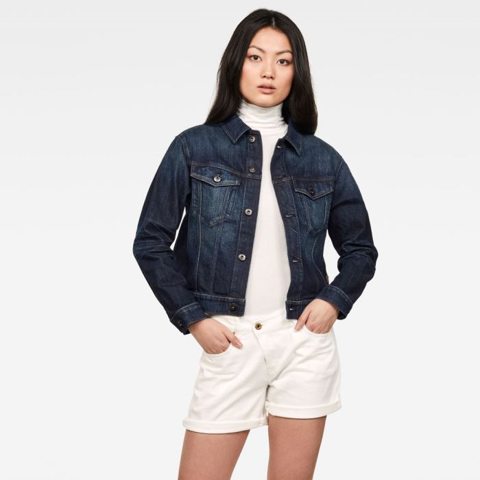 Női G-Star 3301 C Straight Denim Jacket Mélykék Magyarország | 2SSSZUO