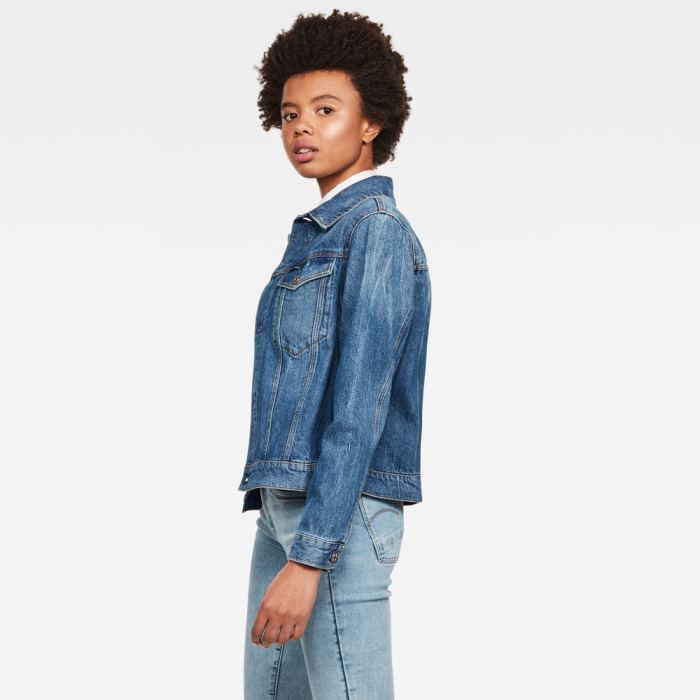 Női G-Star 3301 Straight Denim Jacket Kék Magyarország | C3QP9GN