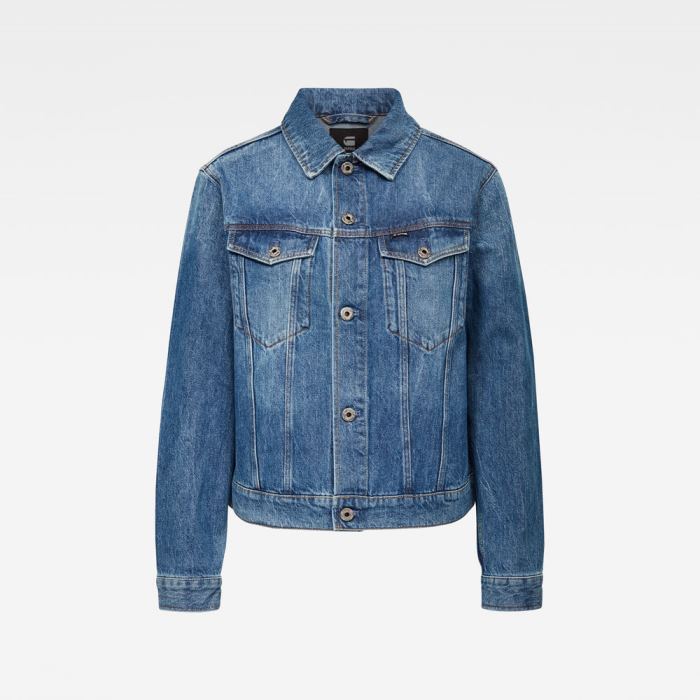 Női G-Star 3301 Straight Denim Jacket Kék Magyarország | C3QP9GN