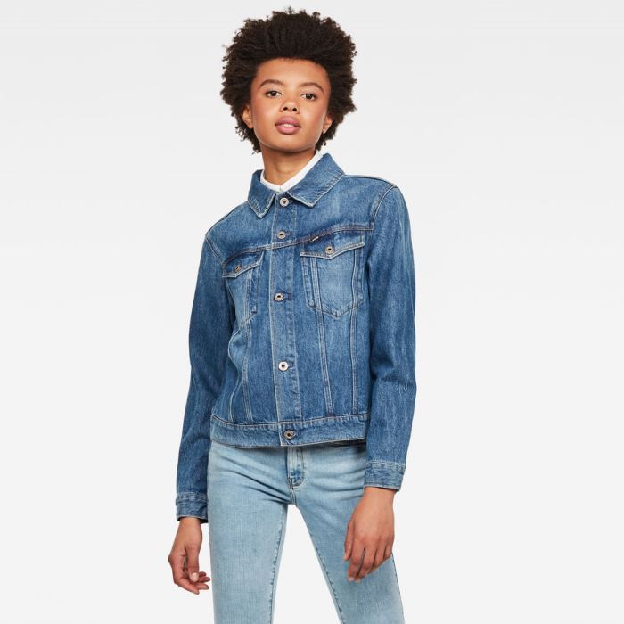 Női G-Star 3301 Straight Denim Jacket Kék Magyarország | C3QP9GN