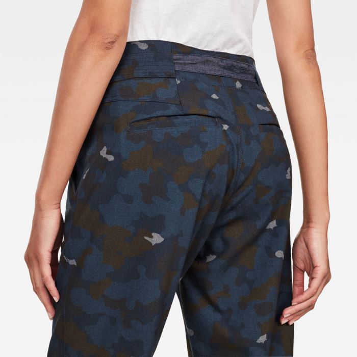 Női G-Star Chisel Mid Boyfriend Ankle Chinos Szürke Kék Camo Magyarország | XSP7UGV