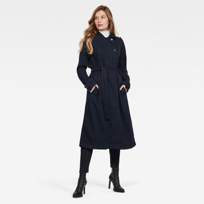 Női G-Star Denim Loose Trench Coats Kabát Kék Magyarország | K1MTKAE