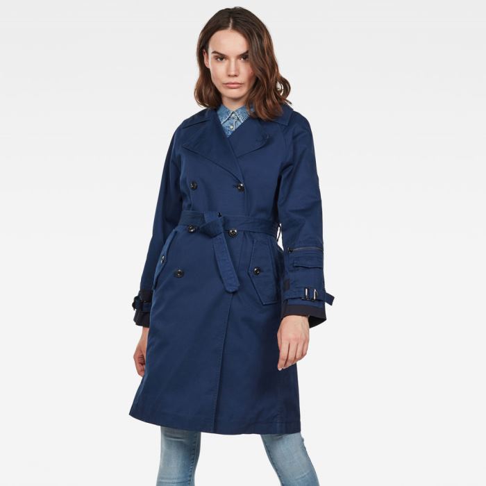 Női G-Star Duty Classic Trench Coats Kabát Királykék Kék Magyarország | TKBX15E