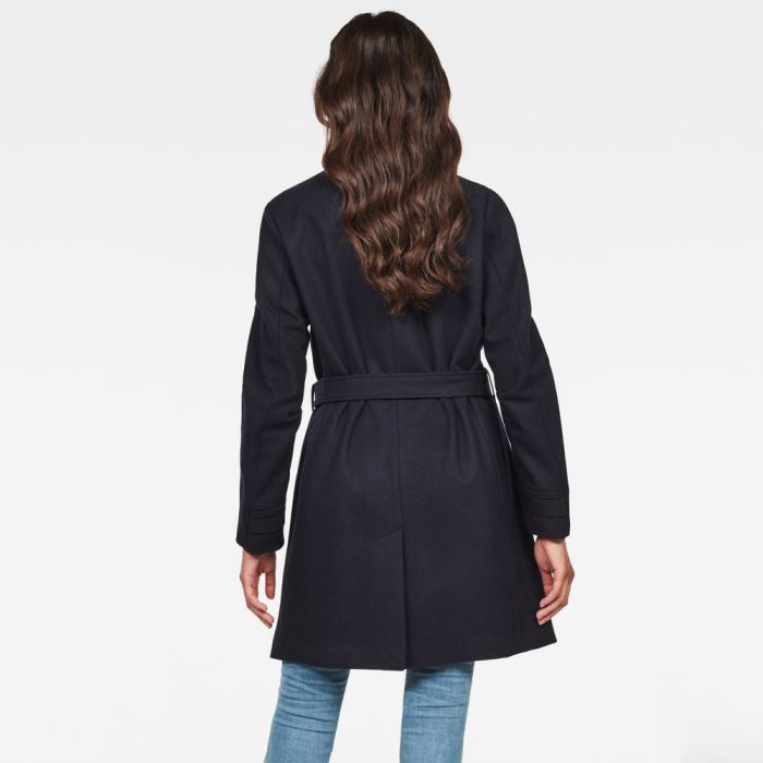 Női G-Star Empral Wool Trench Coats Kabát Kék Magyarország | 7LXLQNC