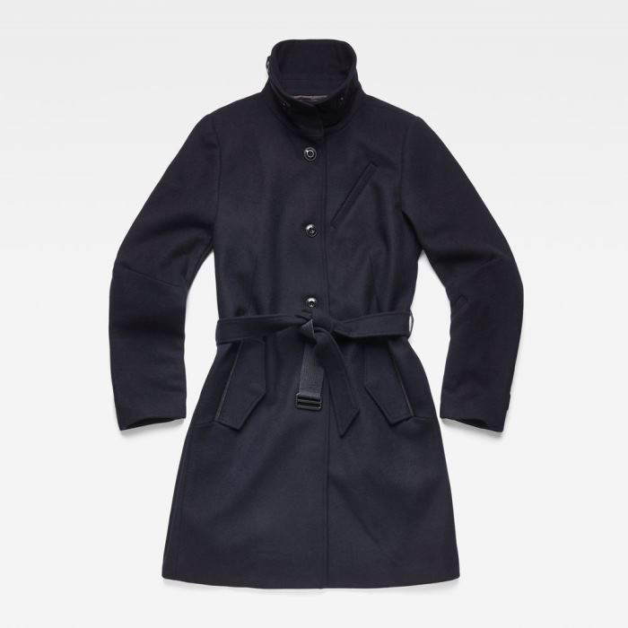 Női G-Star Empral Wool Trench Coats Kabát Kék Magyarország | 7LXLQNC