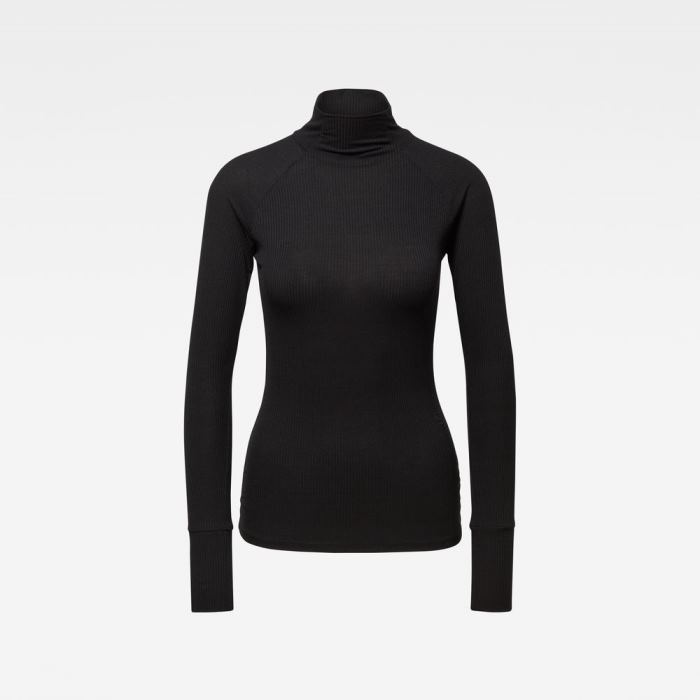 Női G-Star Lecite Optic Slim Turtleneck Felsők Sötétfekete Magyarország | 3BB9VAX