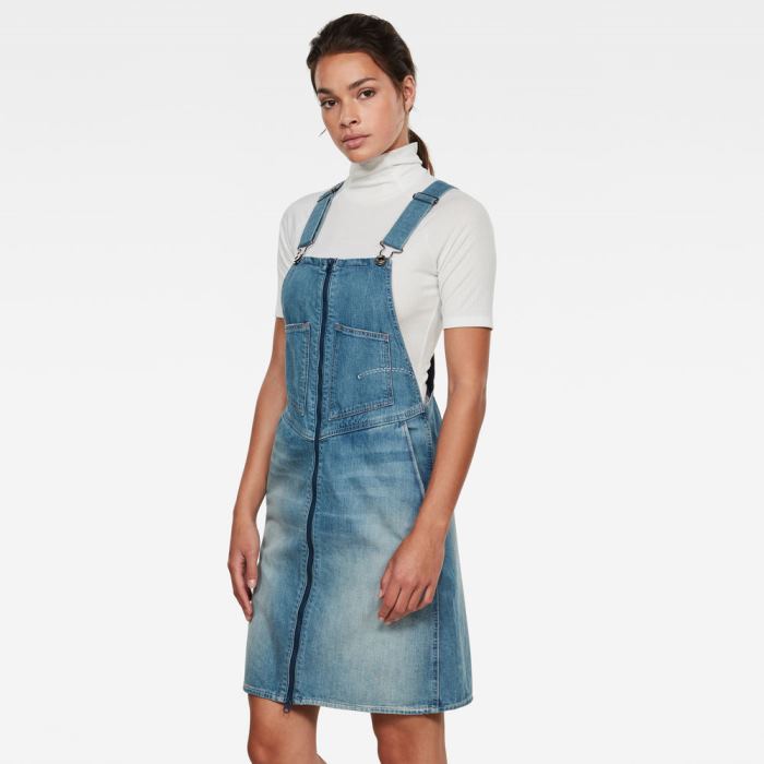 Női G-Star Lintell Denim Overall Ruha Kék Fehér Magyarország | YQ0GK6Y