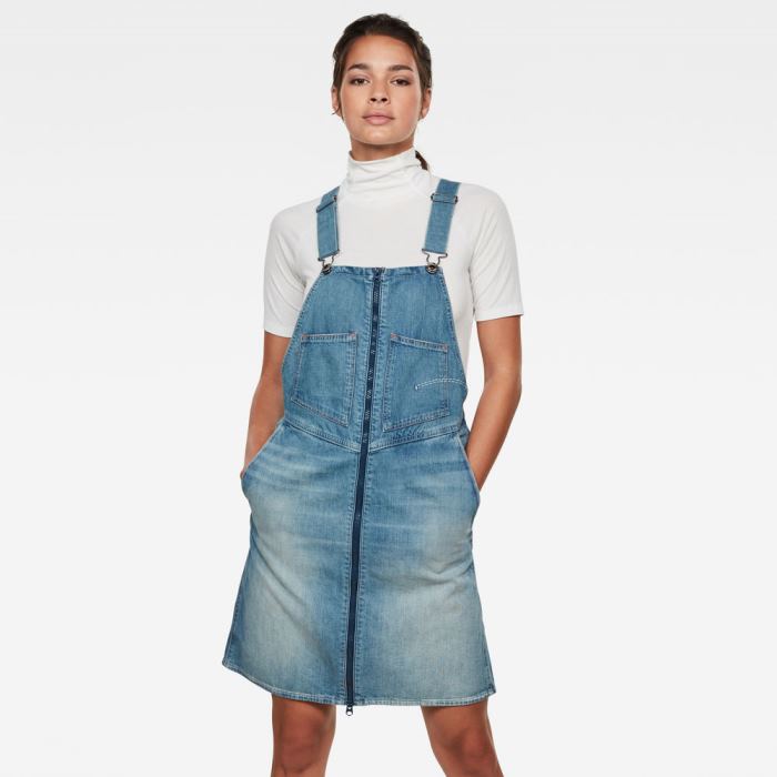 Női G-Star Lintell Denim Overall Ruha Kék Fehér Magyarország | YQ0GK6Y