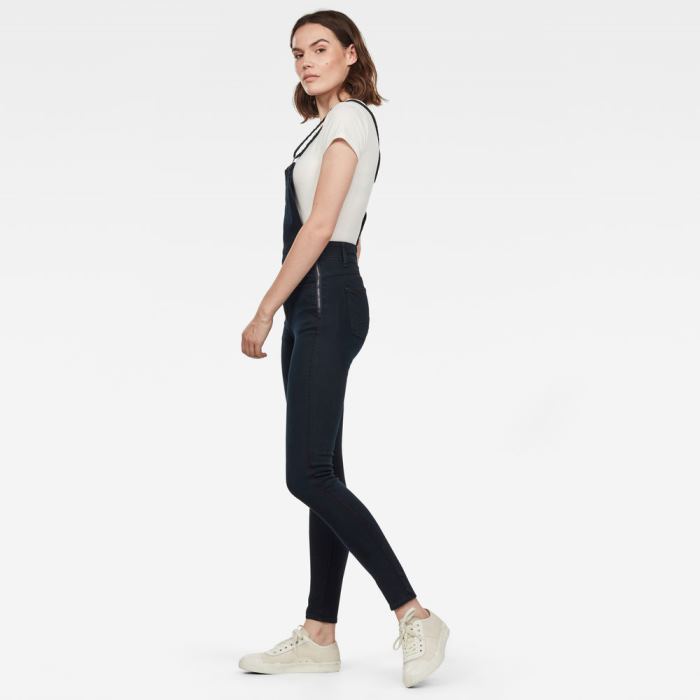 Női G-Star Lynn High Derekú Skinny Overalls Mélykék Magyarország | DP9HHBC