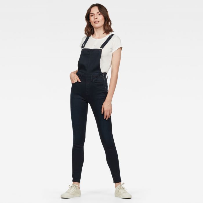 Női G-Star Lynn High Derekú Skinny Overalls Mélykék Magyarország | DP9HHBC