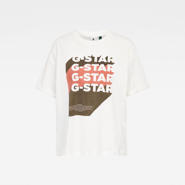 Női G-Star Stacked Logo Felsők Fehér Magyarország | UWU54SH