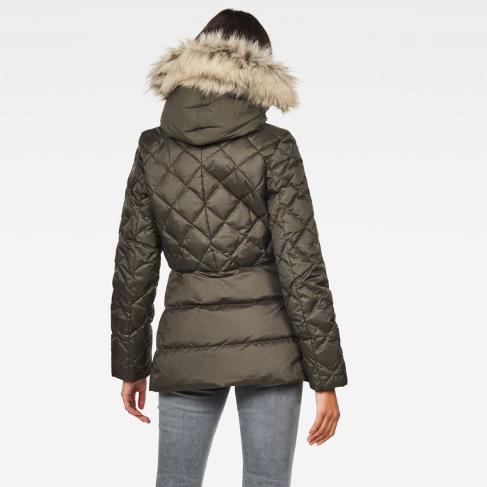 Női G-Star Whistler Faux Fur Tailored Down Jacket Mélyolivazöld Magyarország | IFUK60M