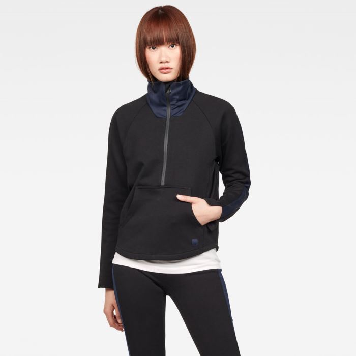 Női G-Star Zip Sweat Pálya Top Kabát Sötétfekete Magyarország | 37CL5GS